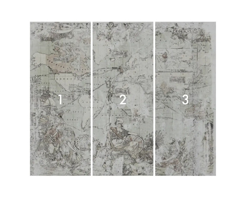 Dreiteilige Fototapete mit Weltkartenmotiv