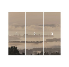 Vliestapete mit Nebellandschaftsmotiv, bestehend aus drei Teilen