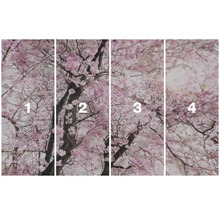 Vierteilige Fototapete mit Kirschblütenmotiv