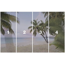 Vierteiliges Strandmotiv mit Palmen