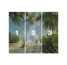 Dreiteiliges Bild mit Palmen am Strand