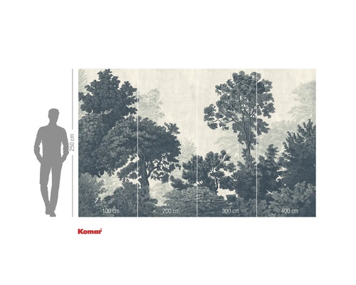 Fototapete mit Waldmotiv und Größenangaben