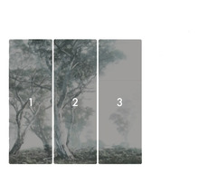 Dreiteiliges Wandbild mit Baumdarstellung im Nebel