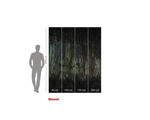 Fototapete mit Federmuster und Größenangaben