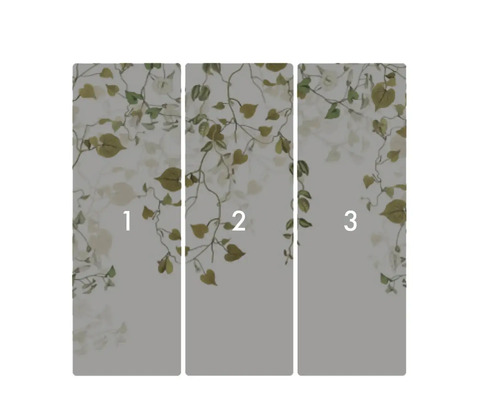 Dreiteilige Fototapete mit fallenden Blättern.