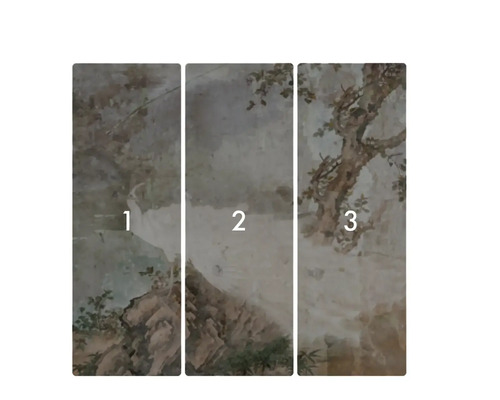 Dreiteiliges Wandbild mit einer Landschaftsszene.