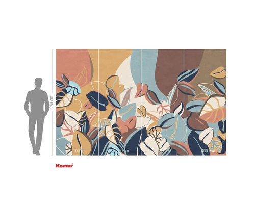 Vliestapete mit abstraktem Blätterdesign und einer Höhe von 250 cm.