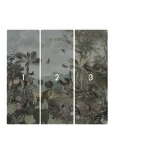 Dreiteilige Fototapete mit Dschungelmotiv und Tieren