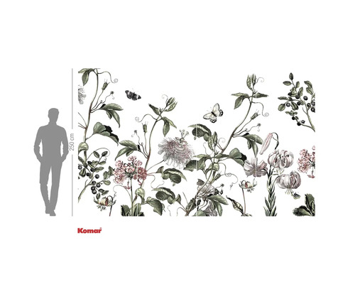 Fototapete mit floralem Design und Schmetterlingen für die Wandgestaltung