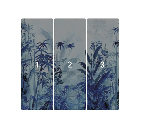 Tapete mit Pflanzenmotiv, bestehend aus drei Bahnen