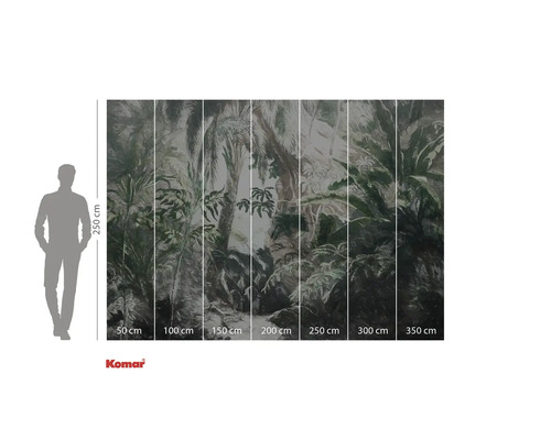 Fototapete mit Dschungelmotiv und Größenangaben