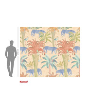 Komar Fototapete mit Dschungelmotiv, Palmen, Leoparden und Vögeln