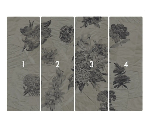 Vierteilige Fototapete mit Blumenmuster