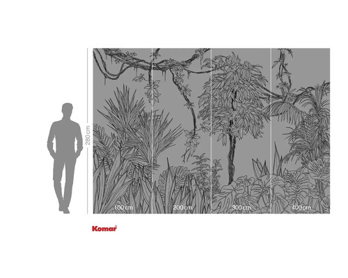 Fototapete mit Dschungelmotiv und Maßangaben