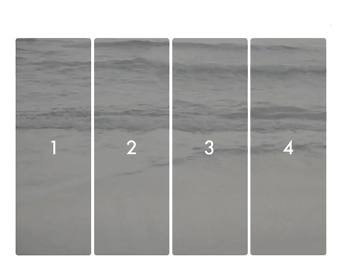 Fototapete mit Meeresmotiv, bestehend aus vier Teilen, nummeriert von eins bis vier.