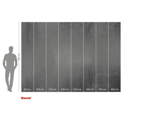 Komar Fototapete mit Betonoptik und Größenangaben