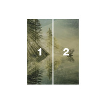 Zweiteiliges Türtapetenmotiv mit Wald- und Seendarstellung