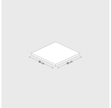 Quadratische Platte mit den Maßen 60 x 60 cm.