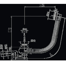 Technische Zeichnung eines Siphons mit Maßangaben