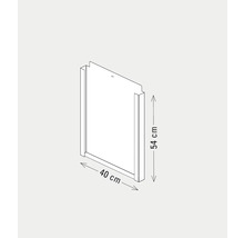 Illustration einer Badtür mit den Maßen 54 mal 40 Zentimeter.