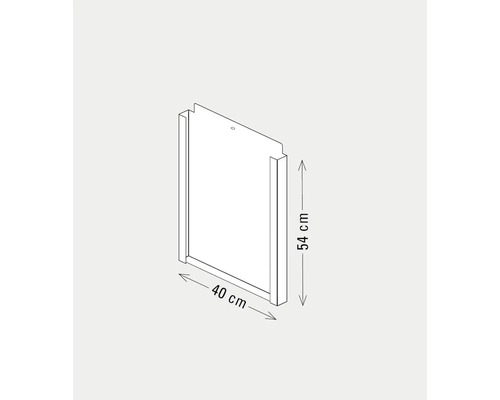 Illustration einer Badtür mit den Maßen 54 mal 40 Zentimeter.