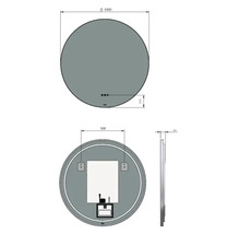 Technische Zeichnung eines runden Spiegels mit den Maßen 1000 mm Durchmesser und 44 mm Tiefe