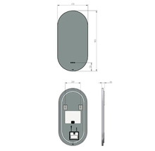 Technische Zeichnung eines Spiegels mit Abmessungen