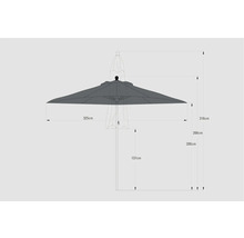 Abmessungen eines Sonnenschirms, Länge 325 cm, Höhe 318 cm