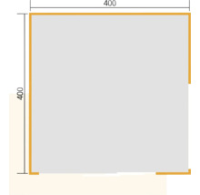 Technische Zeichnung eines Quadrats mit Seitenlänge 400
