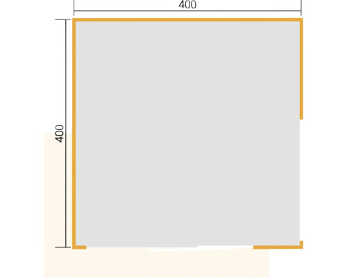 Technische Zeichnung eines Quadrats mit Seitenlänge 400.