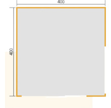 Quadratische Fläche mit Seitenlänge 400
