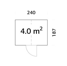 Grundriss mit den Maßen 240 mal 187 Zentimeter und einer Fläche von 4,0 Quadratmetern