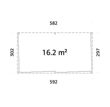 Grundriss mit Abmessungen und einer Fläche von 16.2 Quadratmetern