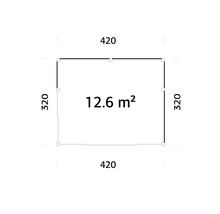 Grundriss mit den Maßen 420 x 320 und einer Fläche von 12.6 Quadratmetern