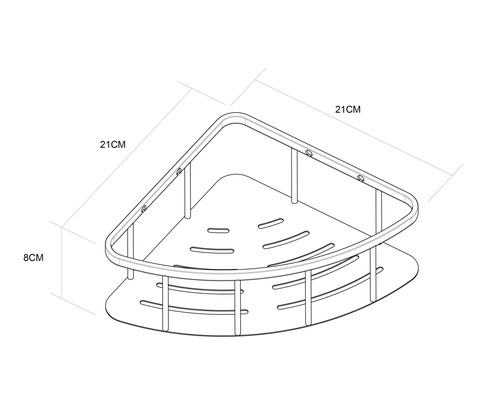 Eckregal mit den Maßen 21 x 21 x 8 cm