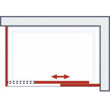 Illustration einer Duschkabine mit Schiebetürfunktion