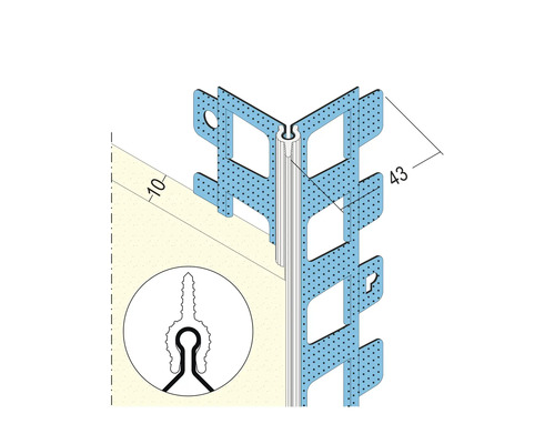 Eckschutzschiene für Putz mit Abmessungen