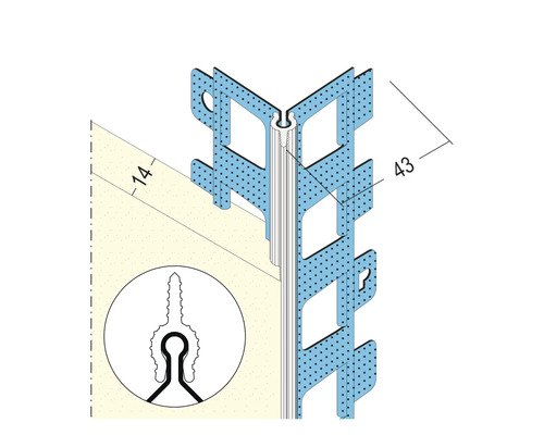 Eckprofil mit den Maßen 14 und 43 für den Innenausbau