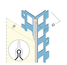 Kunststoff-Eckprofil mit Maßen zur Anwendung im Bauwesen