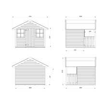 Zeichnung eines Gerätehauses mit Maßangaben