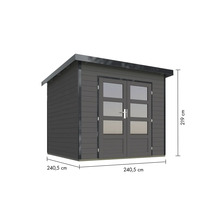 Gartenschuppen mit Doppeltür und den Maßen 240,5 x 240,5 x 219 cm