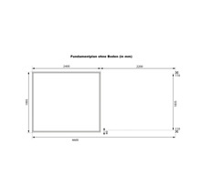 Fundamentplan ohne Boden mit Maßangaben in Millimeter