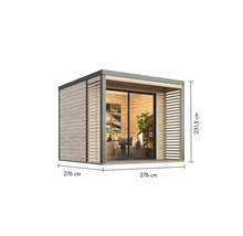 Holz Gartenhaus mit Schiebetür und den Maßen 276 mal 276 mal 231,5 Zentimeter