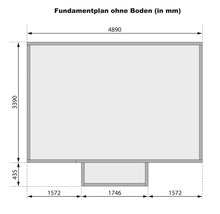 Fundamentplan ohne Boden mit Maßangaben in Millimeter