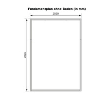 Fundamentplan ohne Boden mit den Maßen 2020 mal 2845 Millimeter