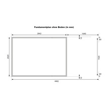 Fundamentplan ohne Boden mit Maßangaben in Millimeter
