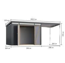 Abmessungen eines Gerätehauses mit Anbau