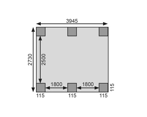 Grundrisszeichnung mit Maßangaben