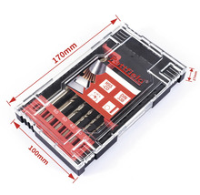 Bohrerset mit verschiedenen Bohrern in einer transparenten Kunststoffbox der Marke Rattfield