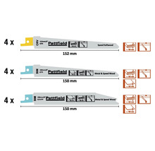 Pattfield Säbelsägeblatt Set für Holz und Metall, verschiedene Größen, 12 Stück